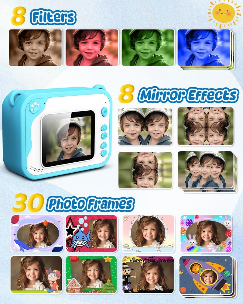 Usteetic Kids Camera Instant Print, Dinosaur Instant Print Camera for Kids with 1080P Video, 32GB SD Card, 240 Photos, Christmas Birthday Gifts for Boys Girls Ages 3-12 (Blue) - Image 4